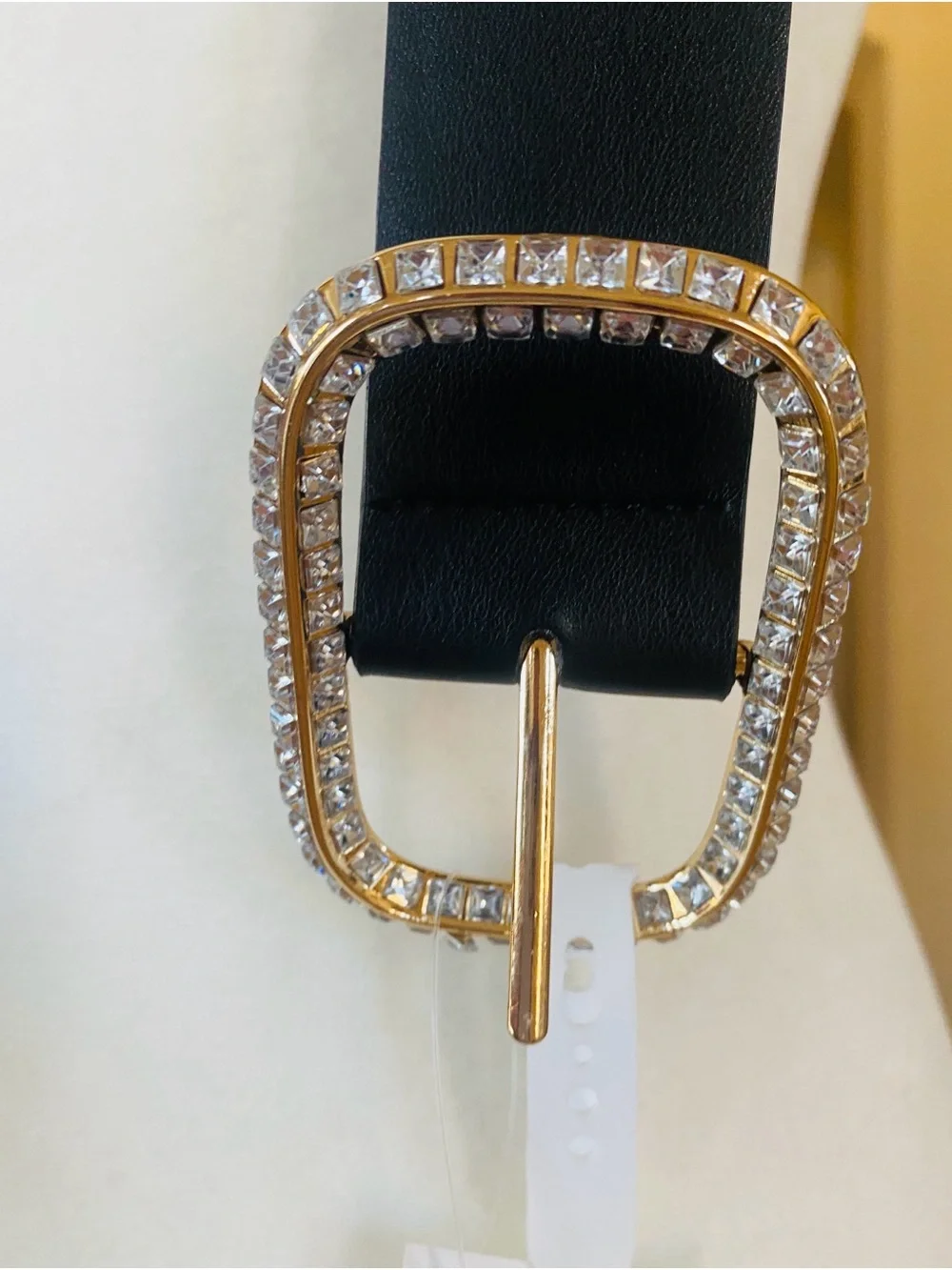 Steve Madden Black/Burgandy Reversible Belt with Rhinestone Oval Buckle